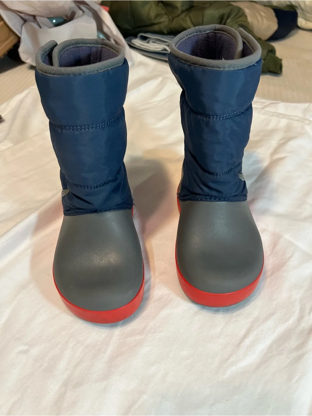 CROCS Kids Navy, Gray & Red Snow Boots
